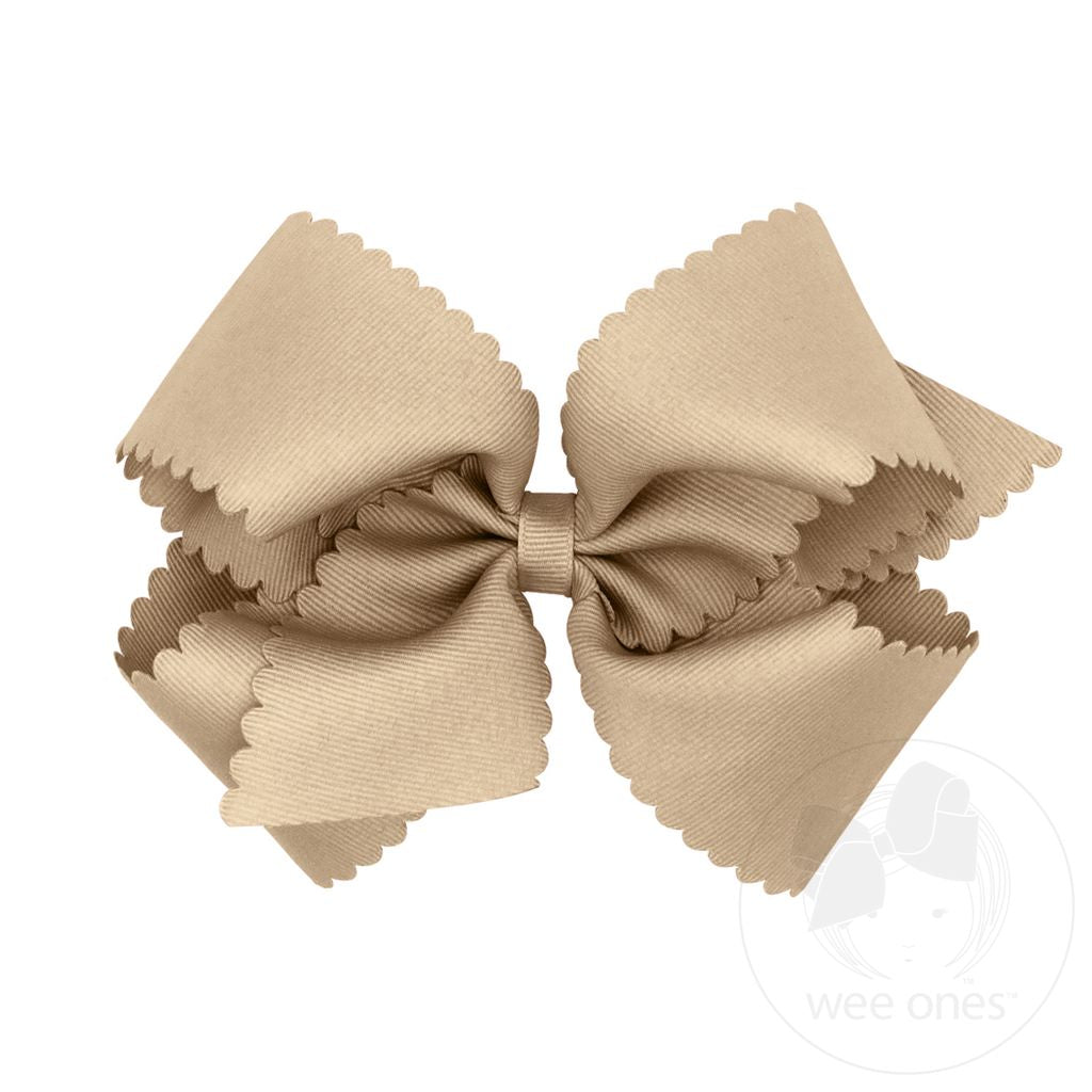 GROSGRAIN SCALLOPED BOW - OAT
