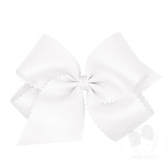 GROSGRAIN SCALLOPED KING BOW - WHITE