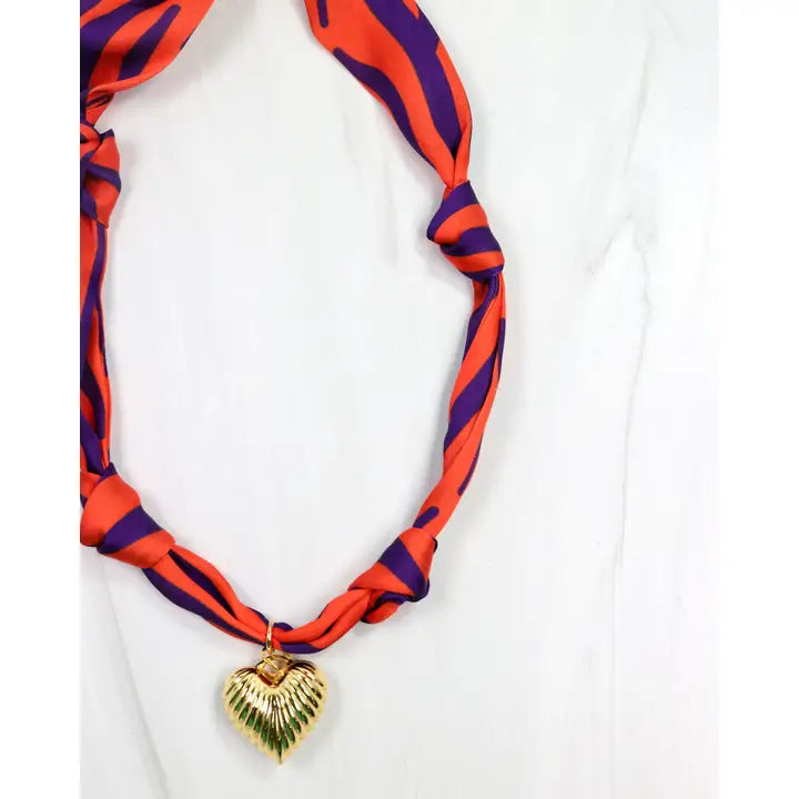 SERAFINA SCARF CHARM NECKLACE - PURPLE/ORANGE