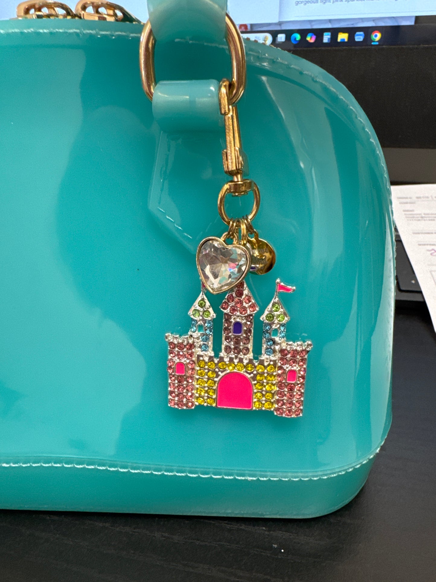 CATE PURSE W/ CASTLE CHARM - AQUA