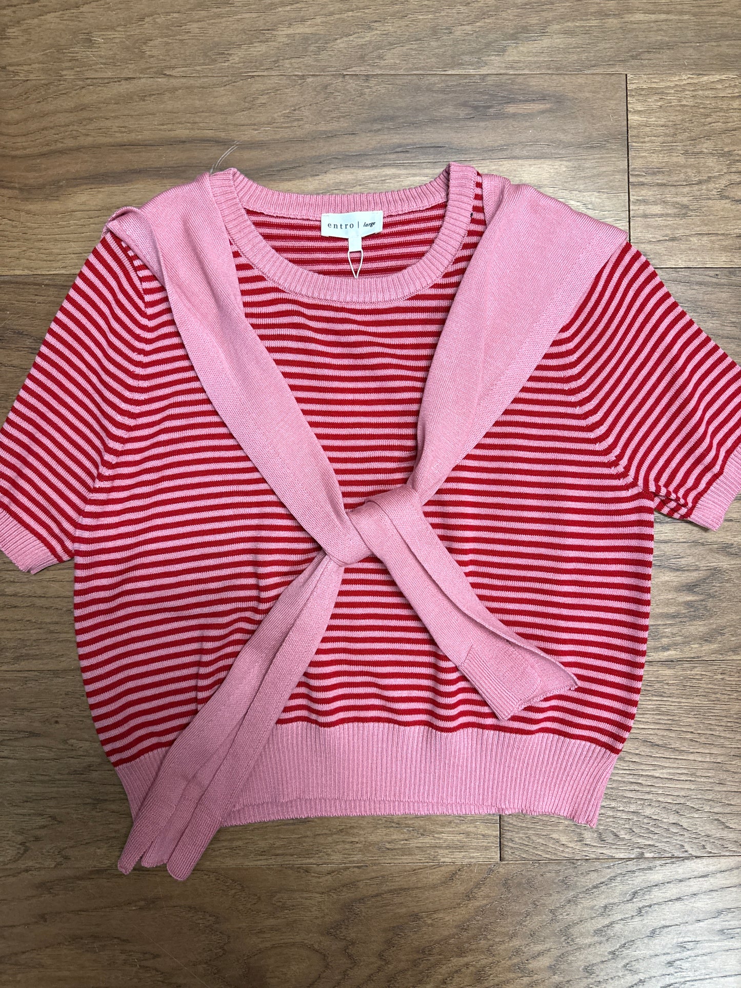 SLEEVELESS SWEATER TIE NECK - PINK RED