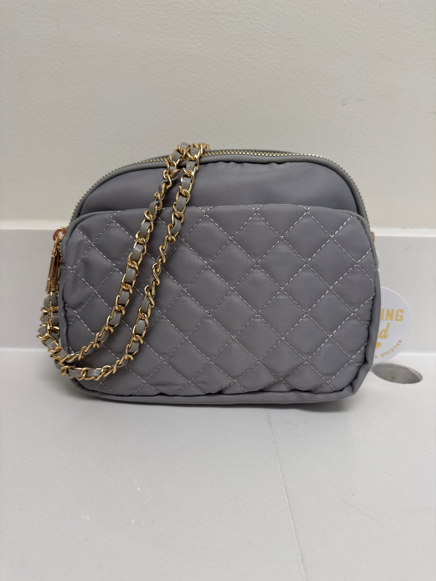 TATE PURSE - GREY W/ DESIGNER CHAIN