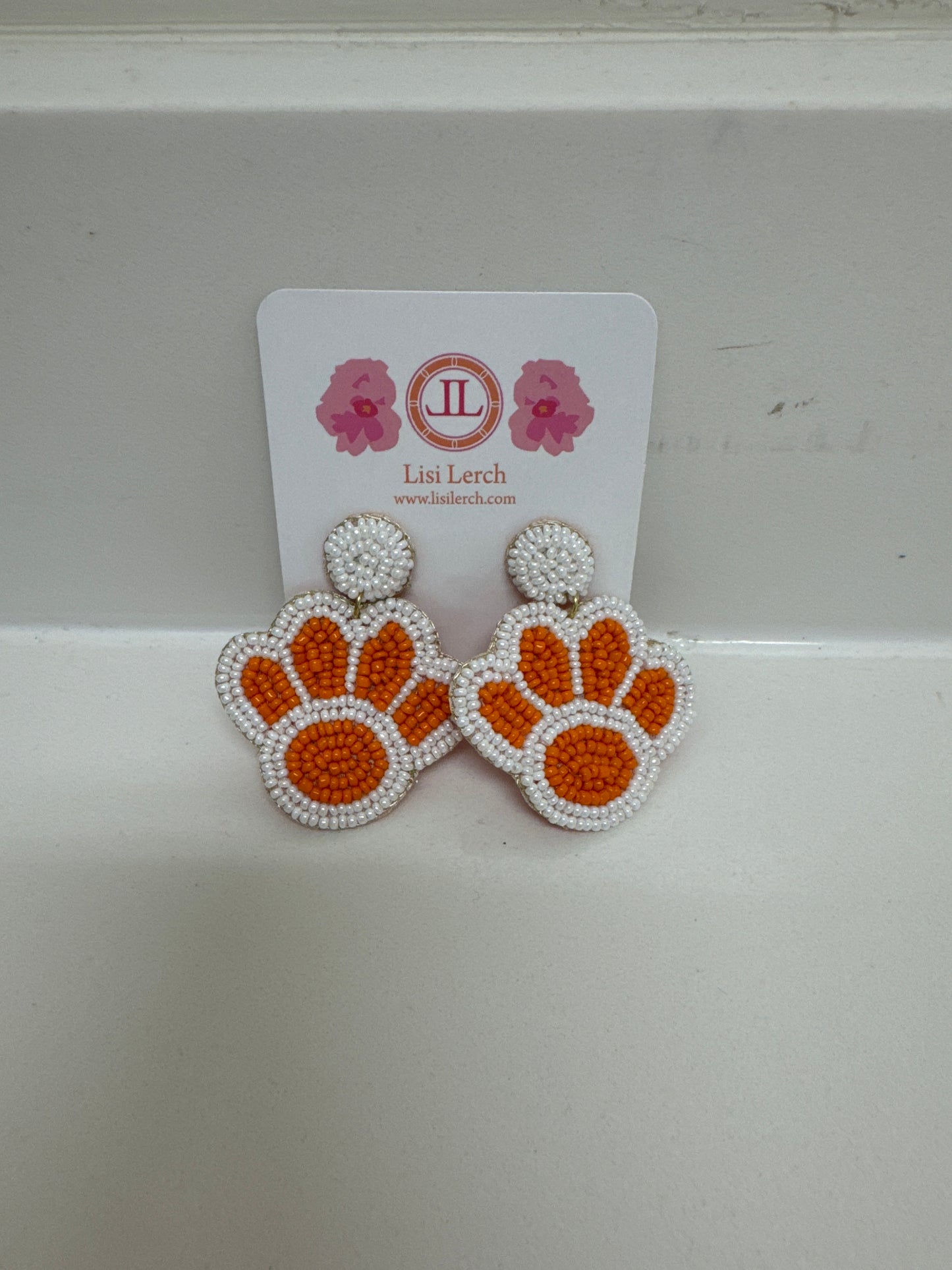 BEADED PAW PRINT - ORANGE