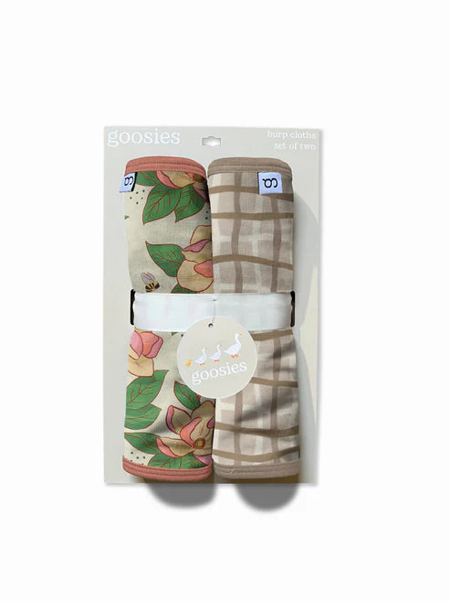 BURP CLOTH SET OF 2 MAGNOLIA/TAN WAVY PLAID