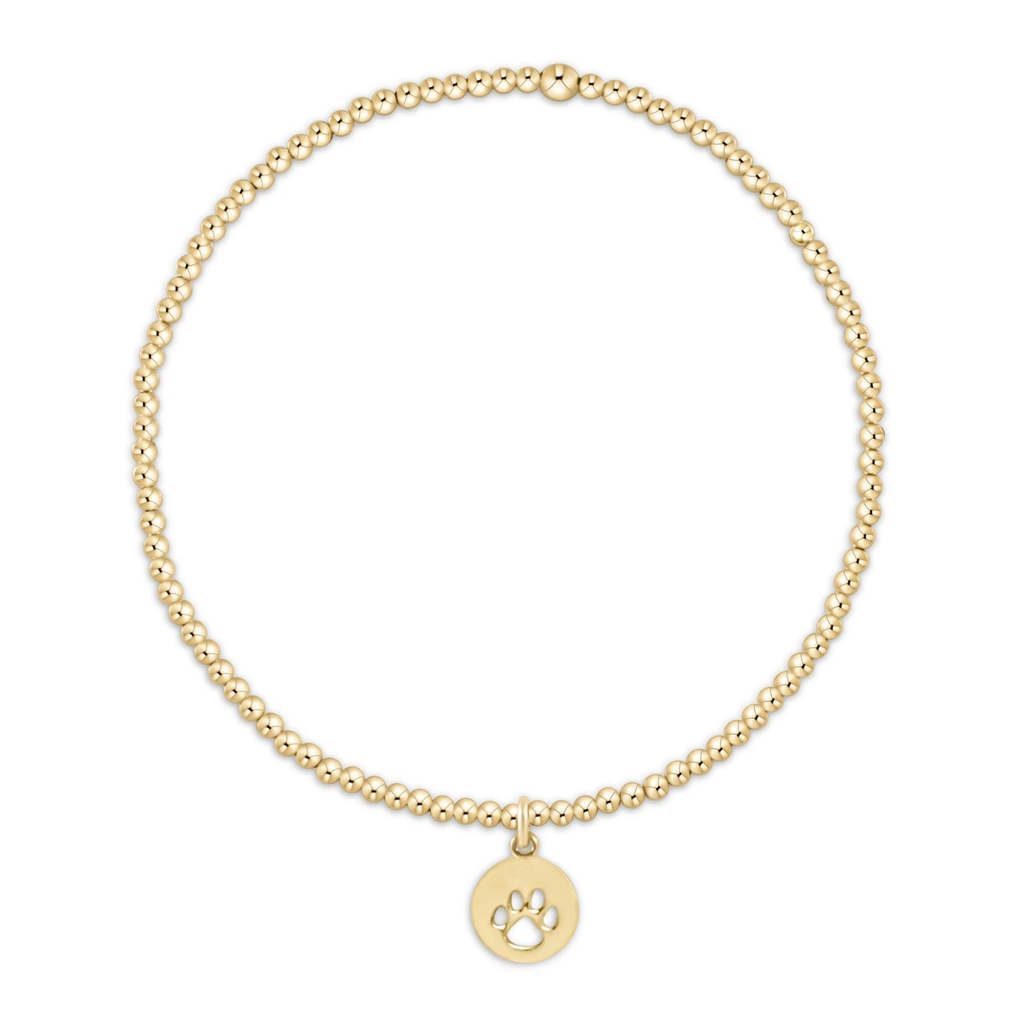 EGIRL CLASSIC GOLD 2MM BRACELET - PAW PRINT SMALL GOLD DISC