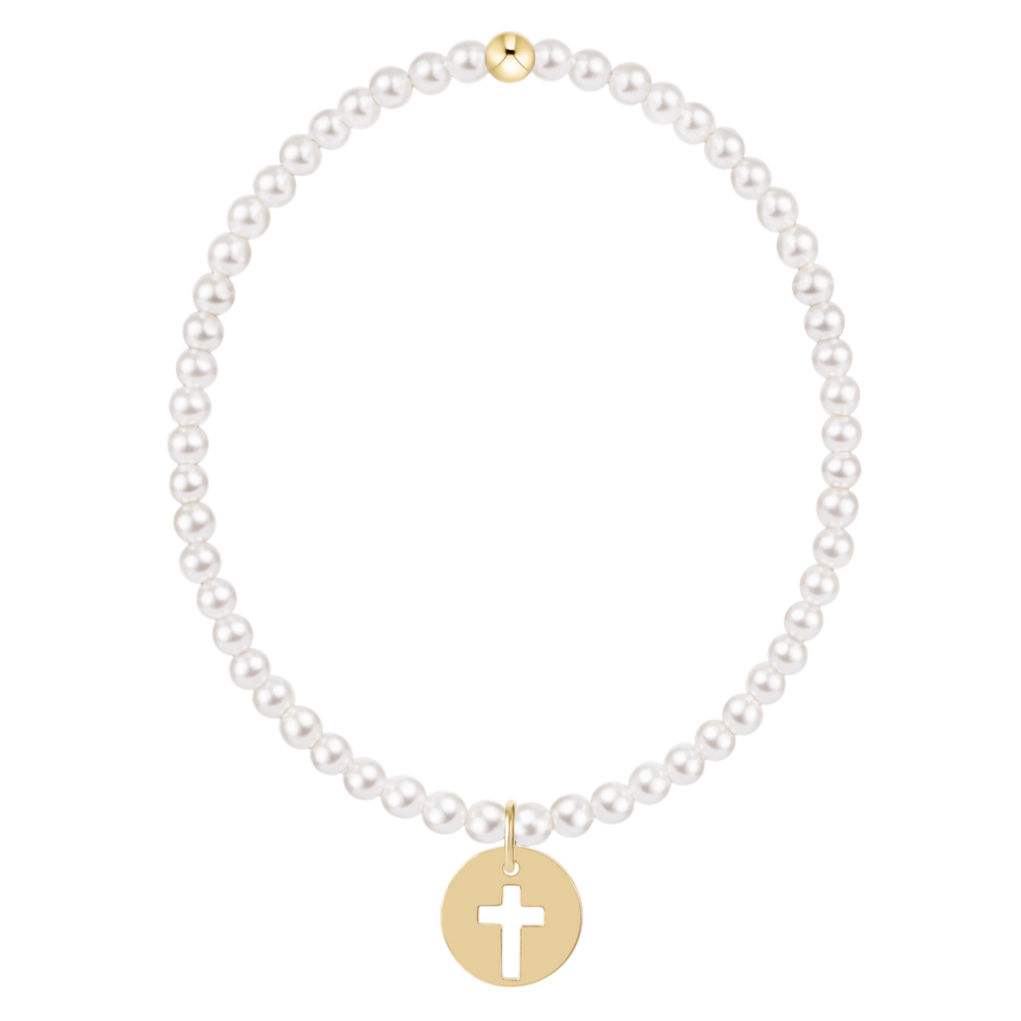 EGIRL CLASSIC PEARL 3MM BRACELET - BLESSED GOLD DISC