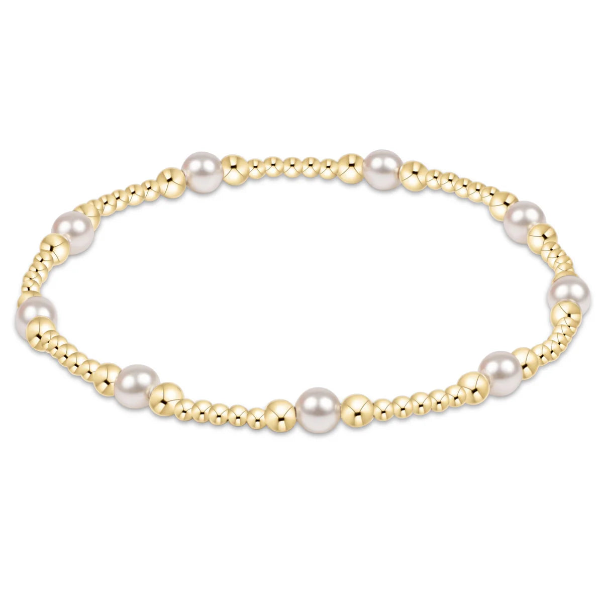CLASSIC PURPOSE PATTERN 4MM BEAD BRACELET - PEARL