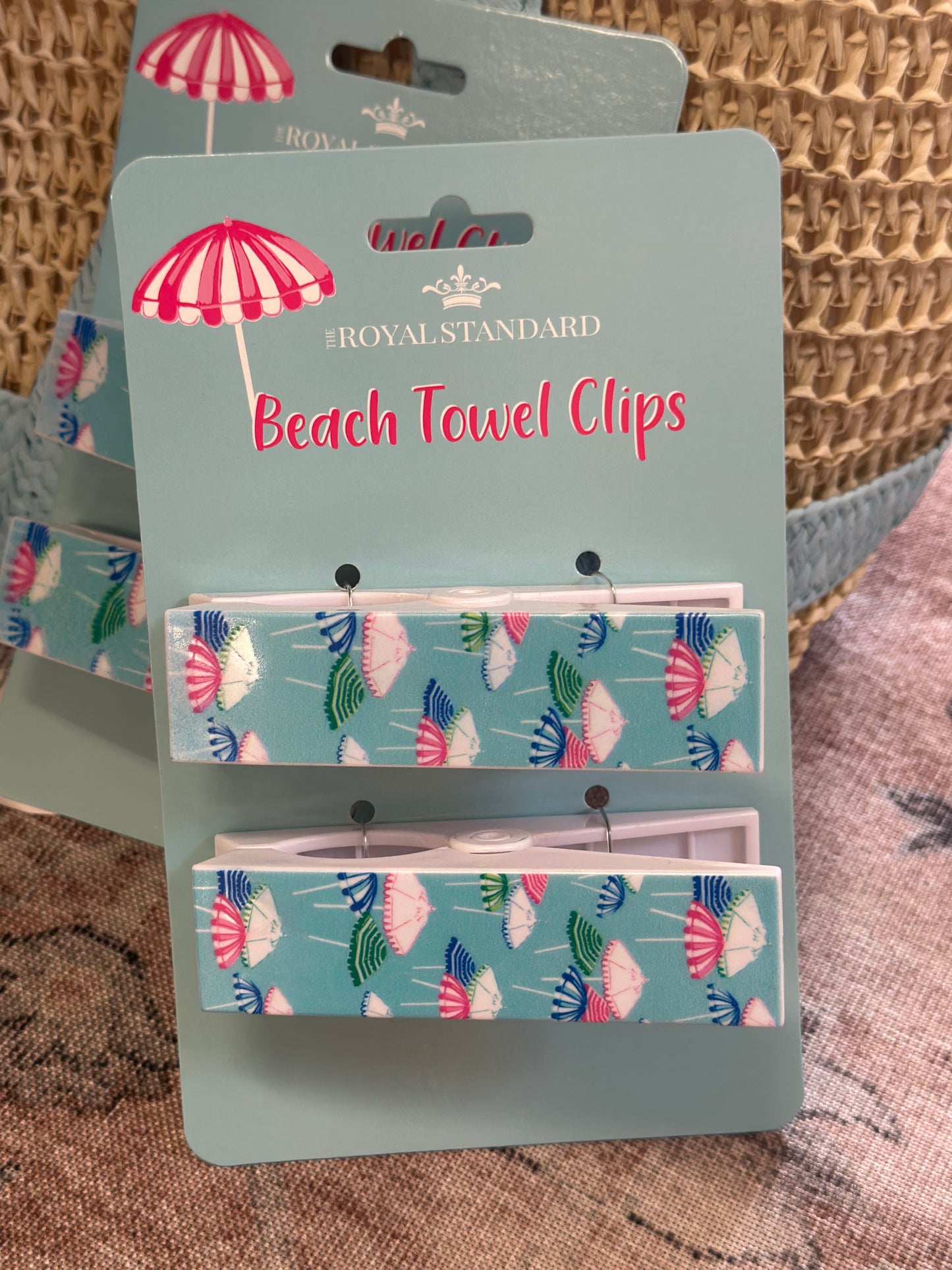 BEACH TOWEL CLIPS 2 PACK - ASSORTED COLORS
