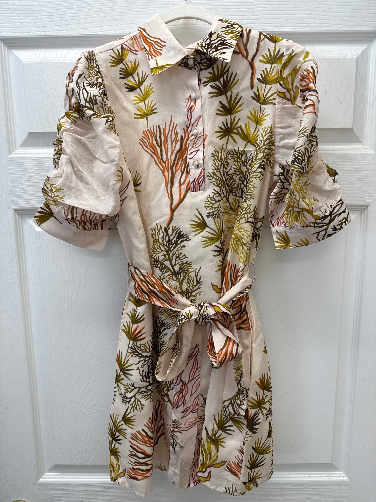 PRINTED MINI SHIRTDRESS - CREAM MULTI