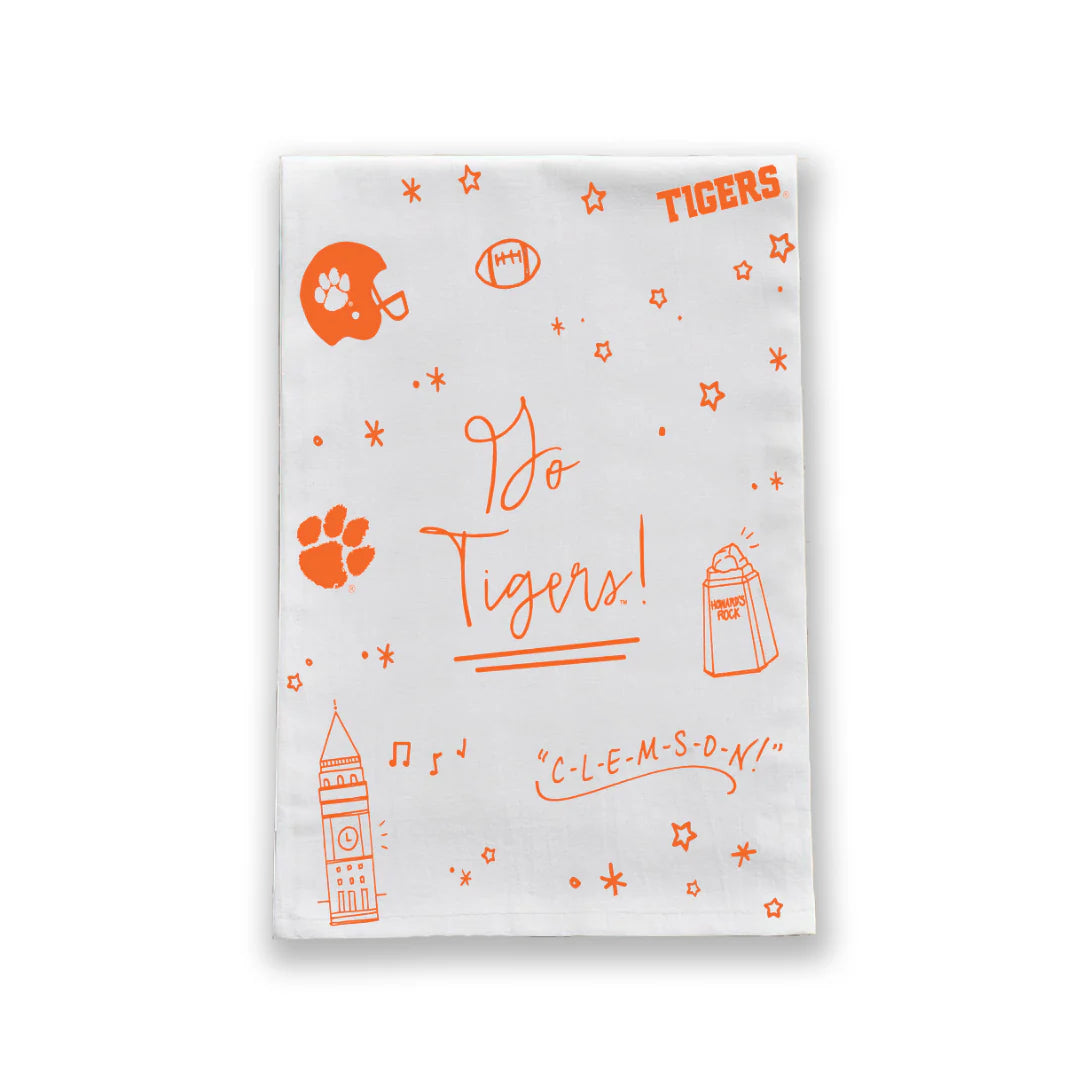 CLEMSON CONFETTI TEA TOWEL