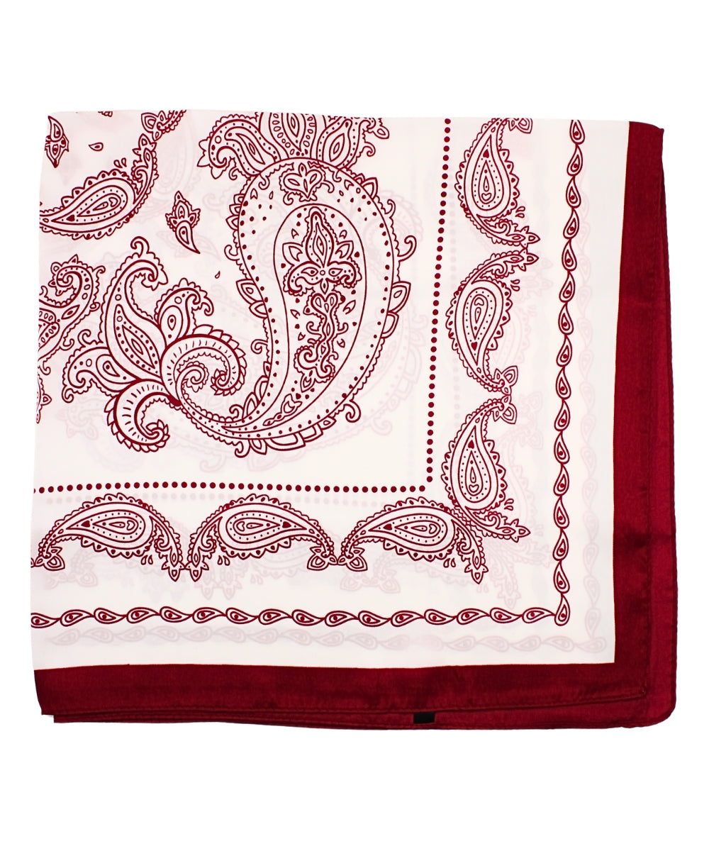 PAISLEY PRINT BANDANA SCARF - RED/WHITE