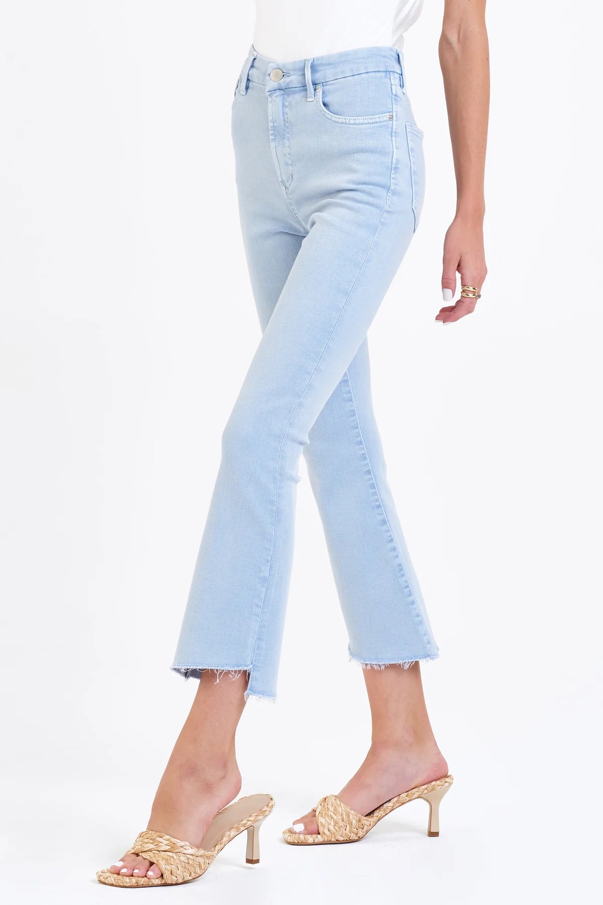 SUPER HIGH RISE CROPPED FLARE JEANS - SKY