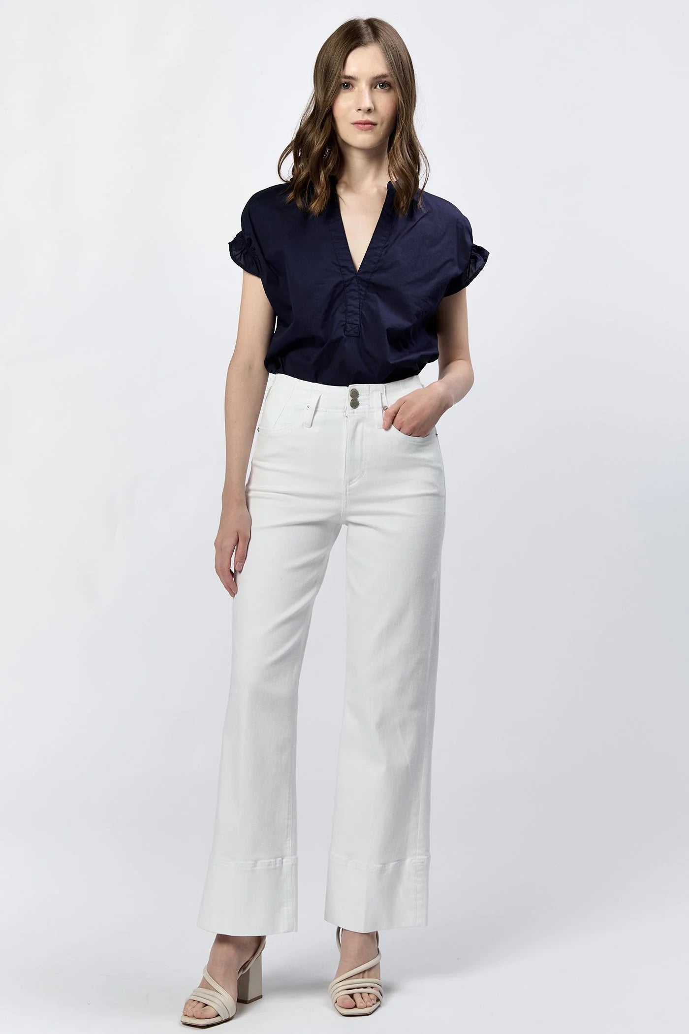 HOLLY HIGH RISE WIDE HEM STRAIGHT JEAN - WHITE