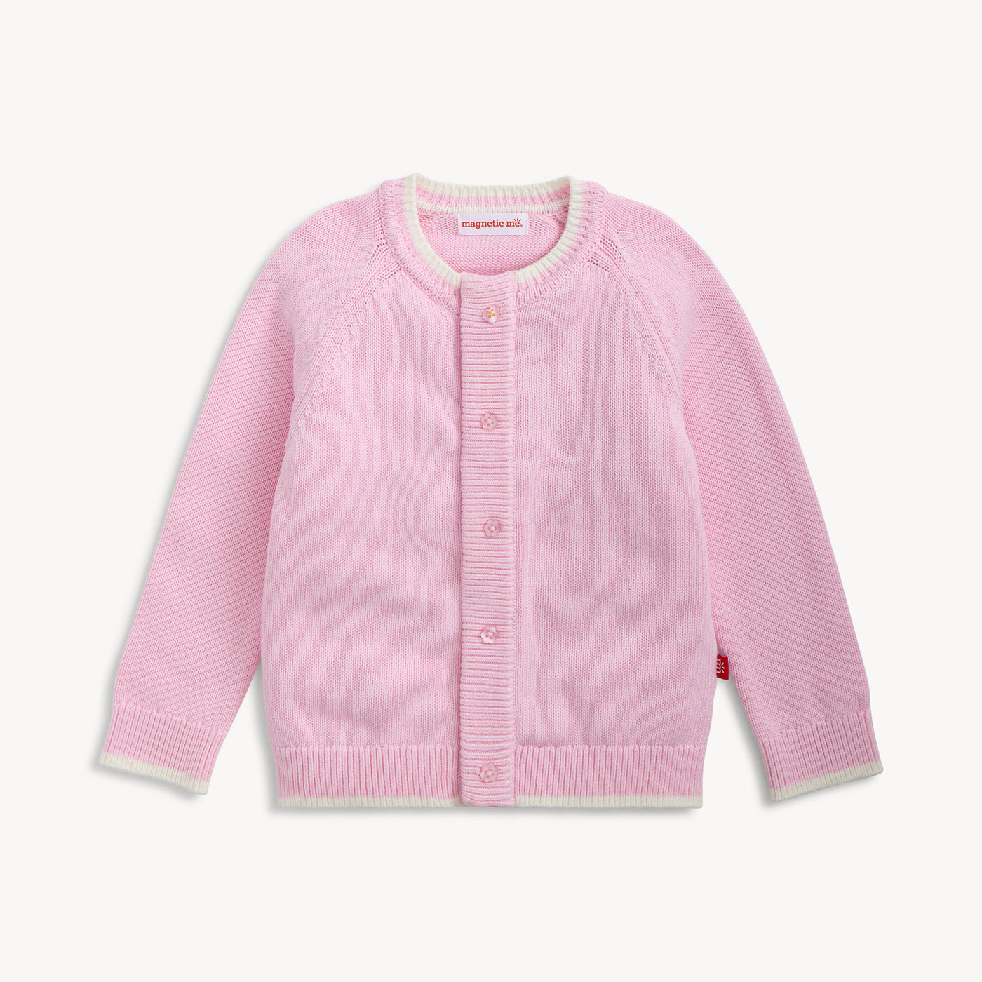 CREW NECK MAGNETIC CARDIGAN - PINK