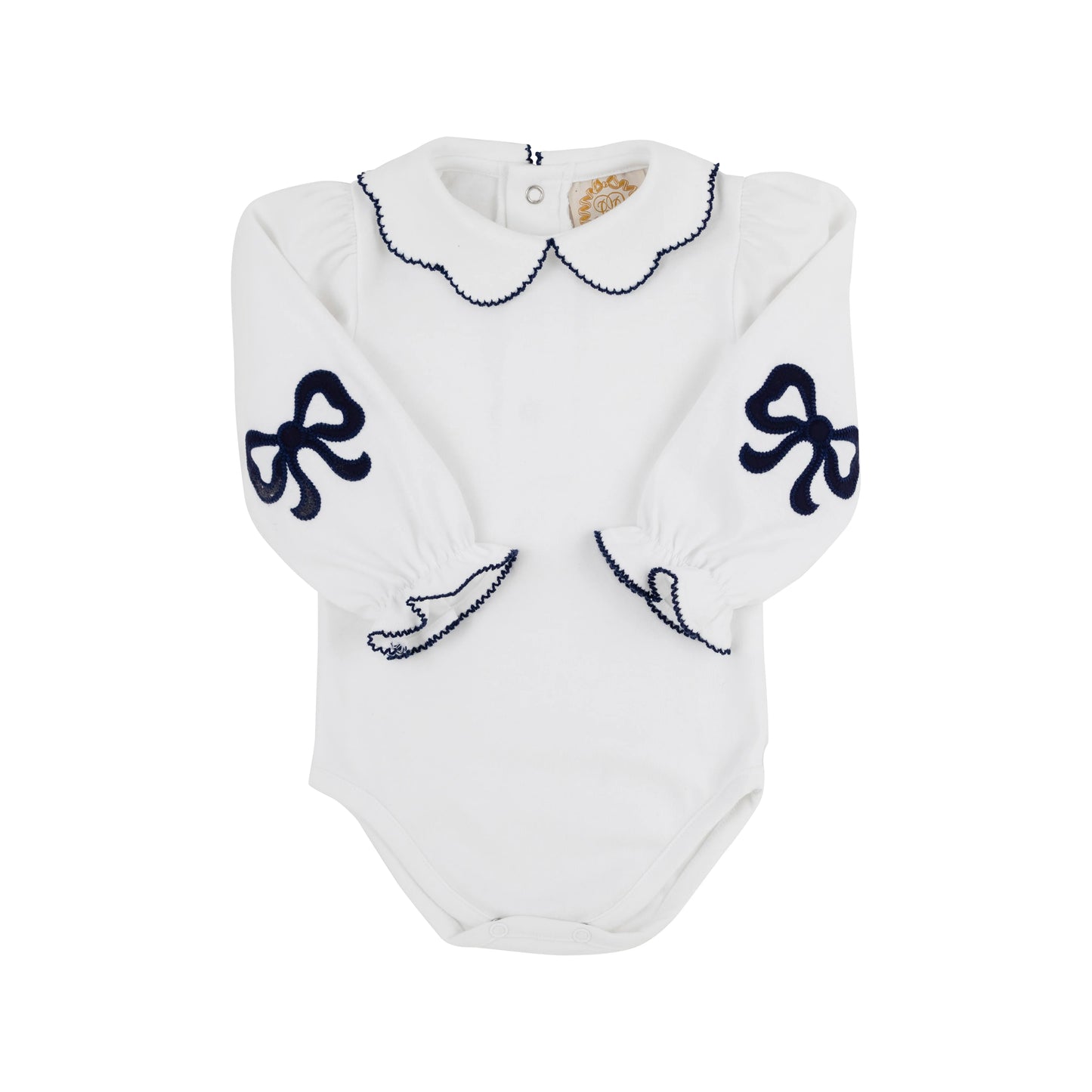 EMMA'S ELBOW PATCH TOP/ONESIE - WORTH AVENUE WHITE/NANTUCKET NAVY