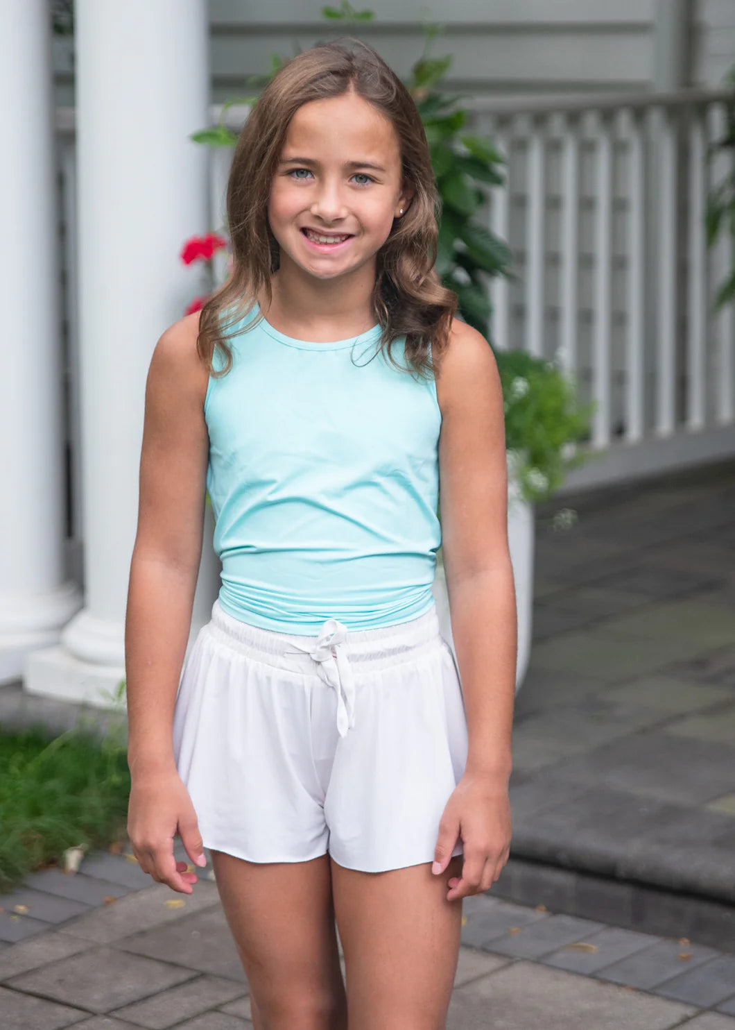 ATHLEISURE TIE BACK TOP - BLUE