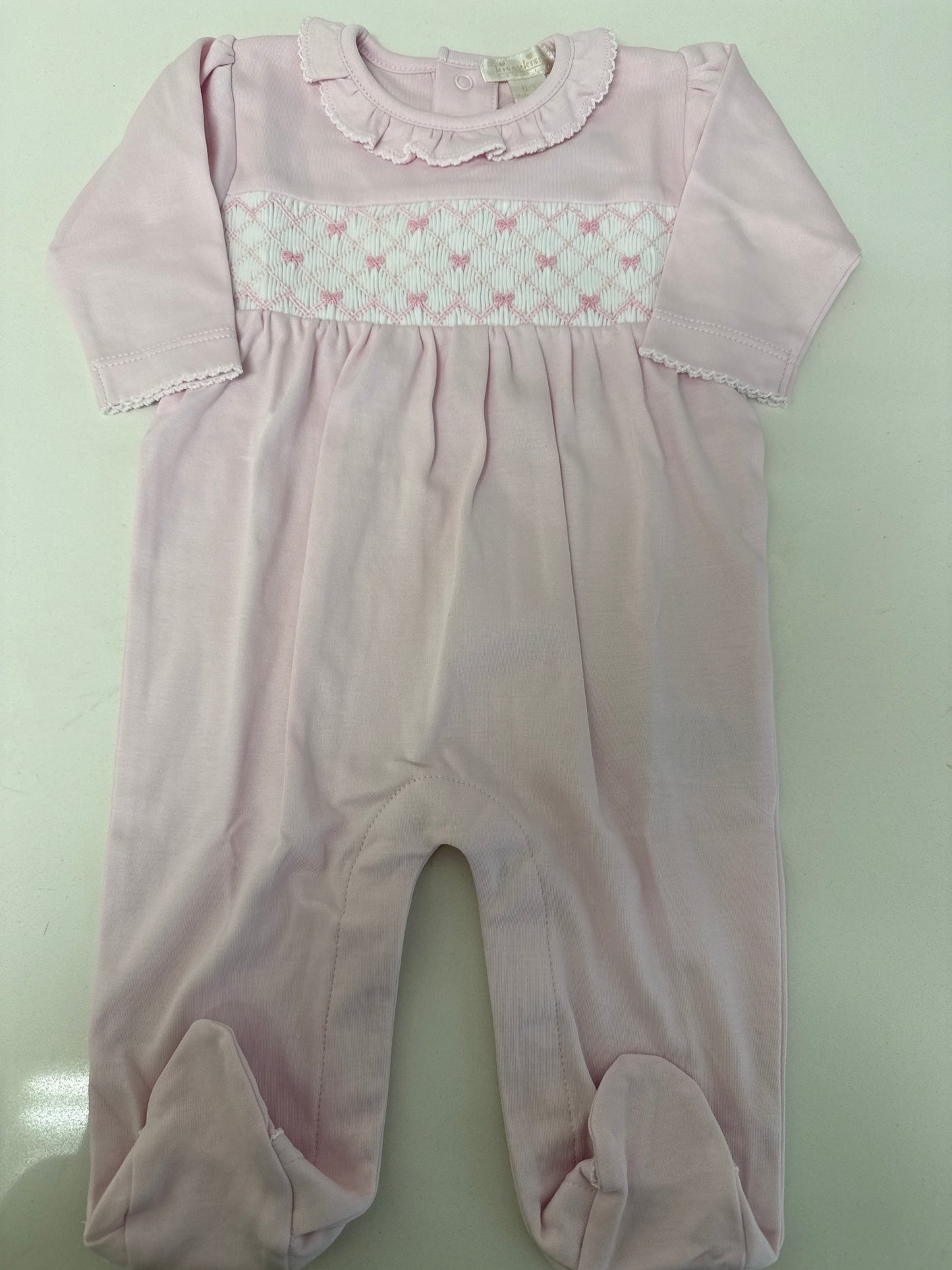 SUMMER BOWS SMOCKED FOOTIE - PINK