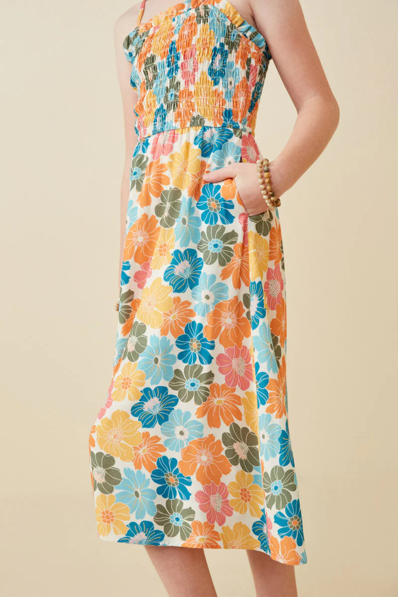 FLORAL SMOCKED TANK DRESS