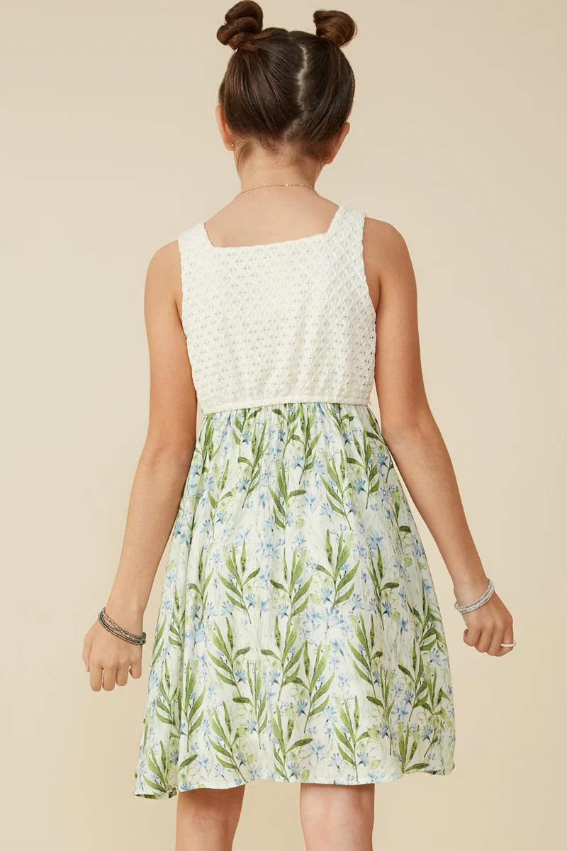 GIRLS MIX MEDIA TANK DRESS - IVORY