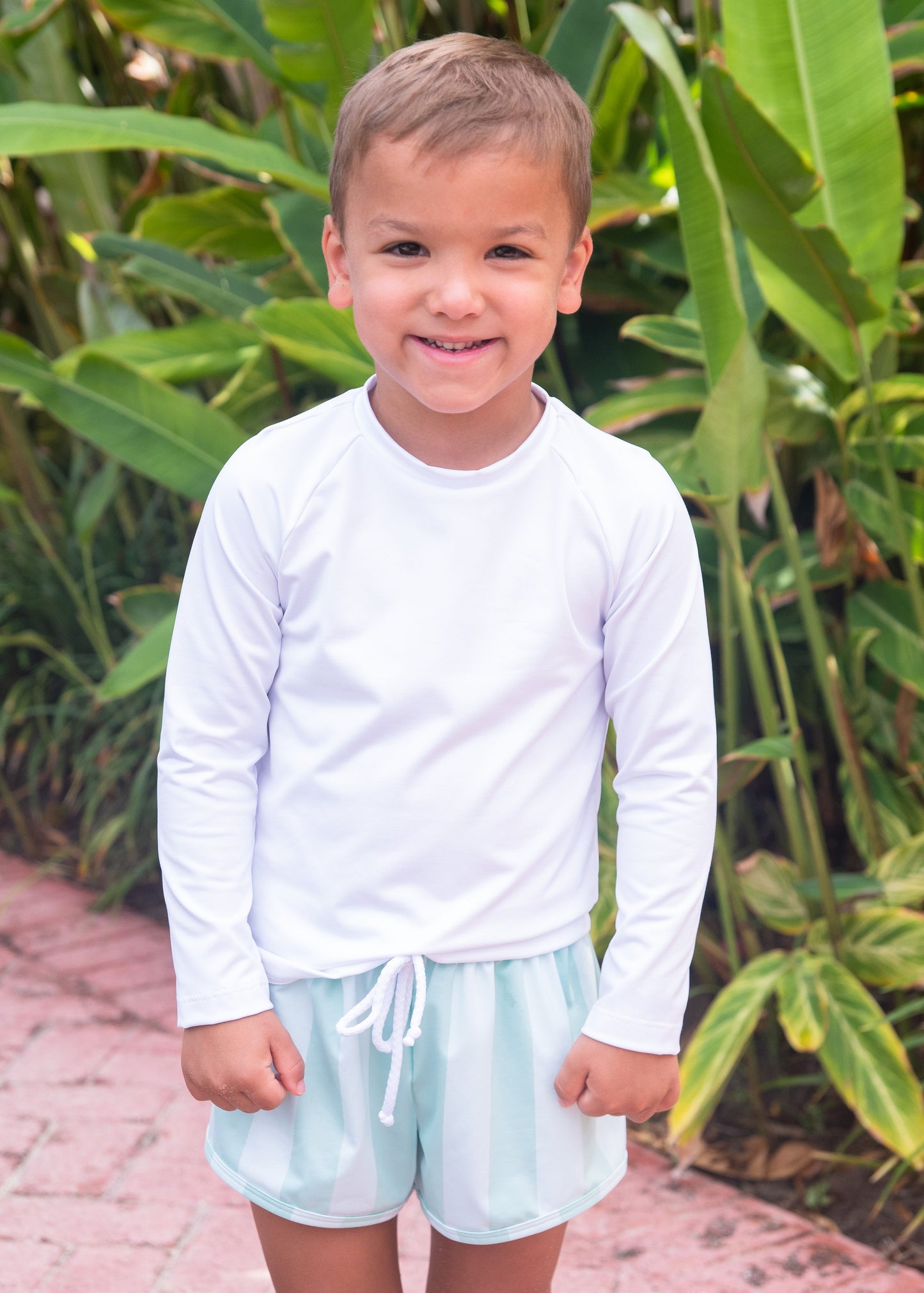 JAMES SWIM TRUNKS - MINT STRIPE