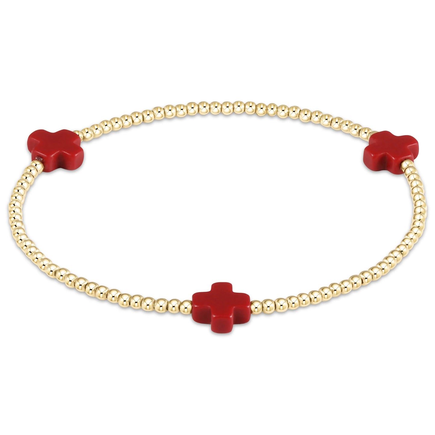 SIGNATURE CROSS 2MM GOLD BRACELET - RED