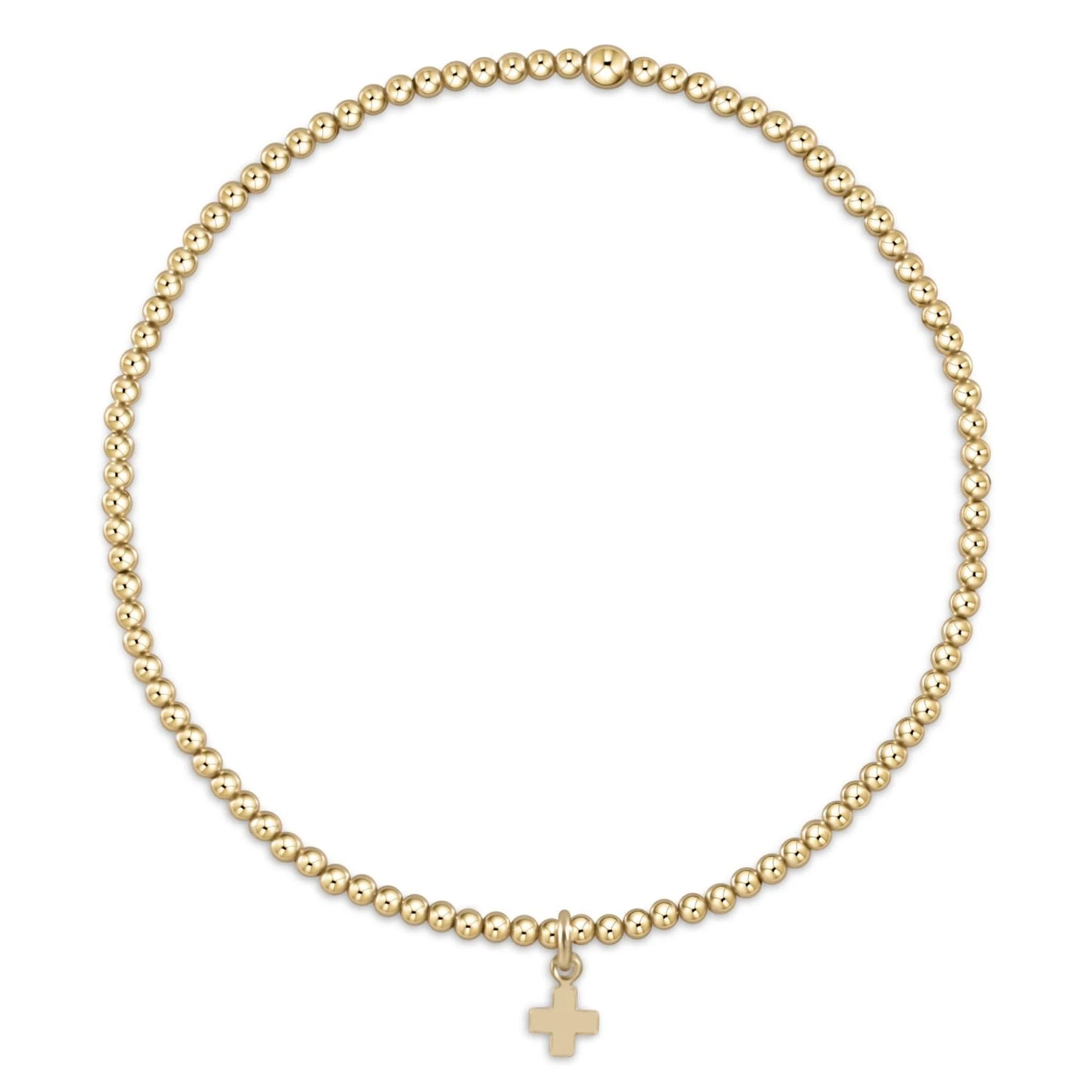 EGIRL CLASSIC GOLD 2MM BRACELET - SIGNATURE CROSS SMALL GOLD CHARM