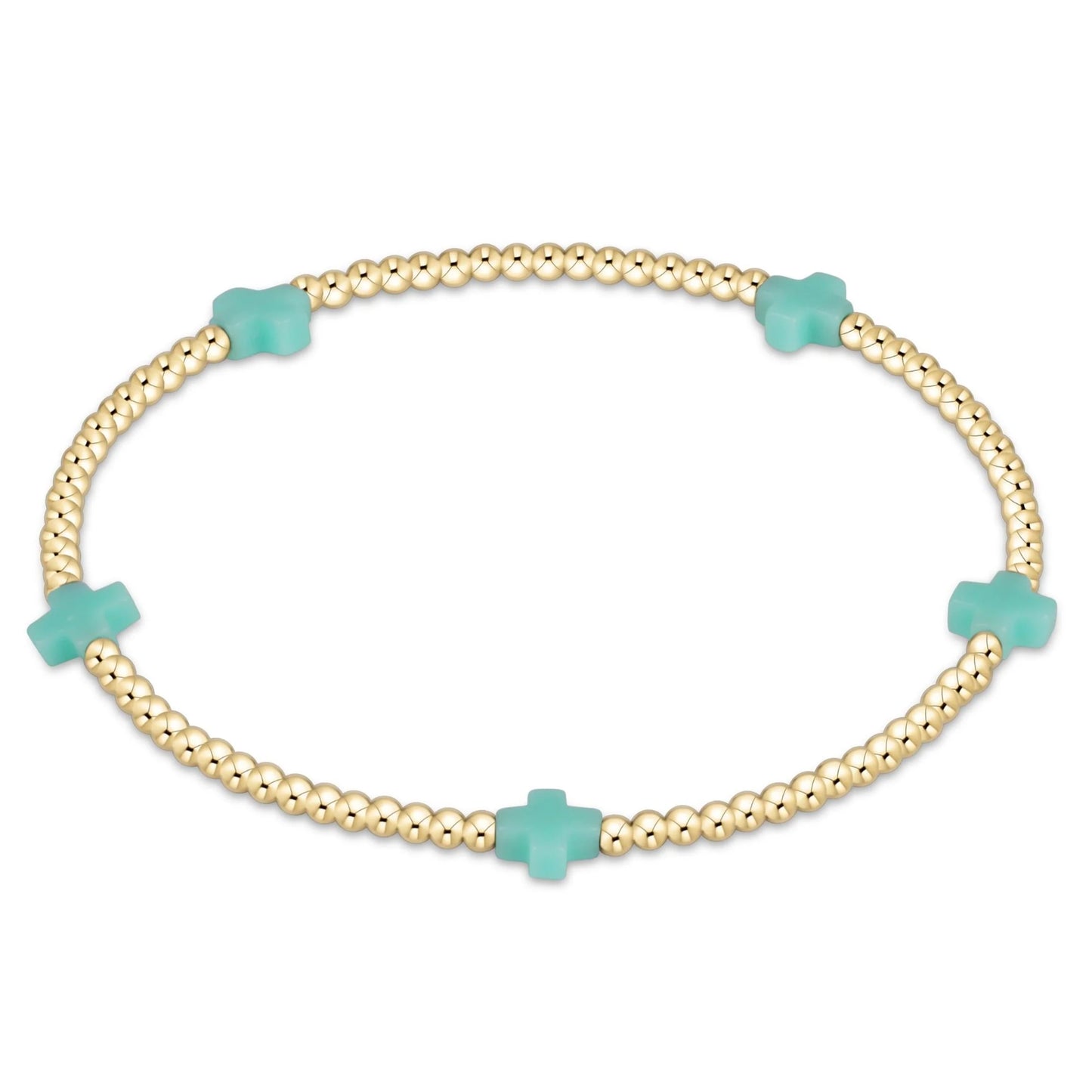 EGIRL SIGNATURE CROSS SMALL 2MM GOLD BRACELET - MINT