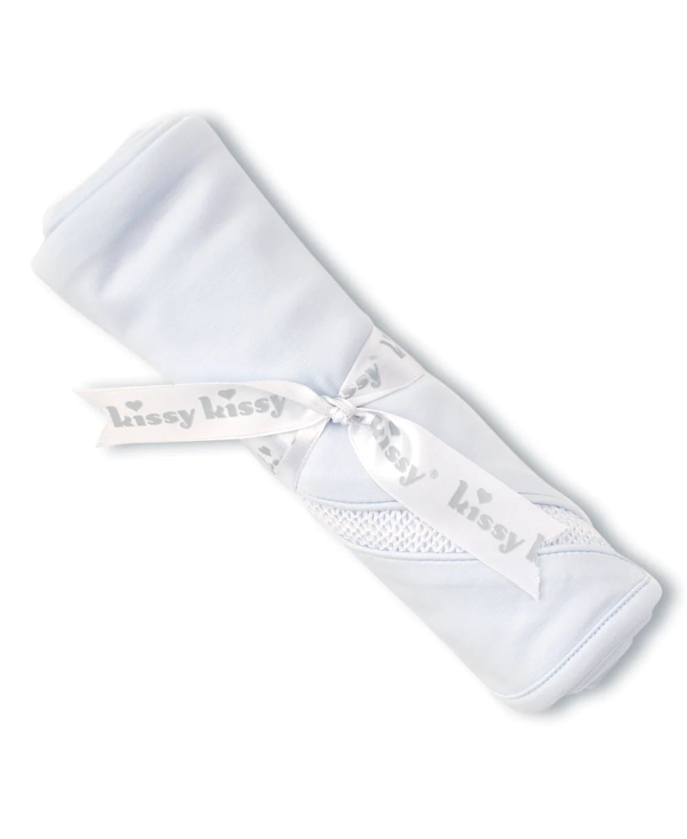 CHARMED HAND SMOCKED BLUE BLANKET