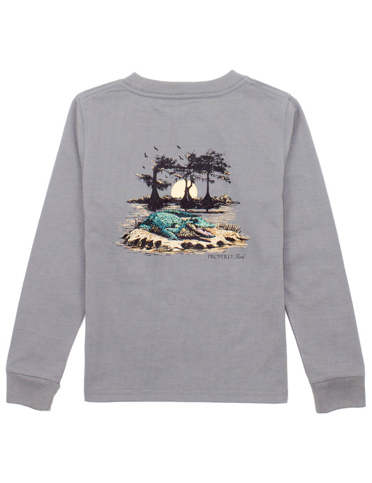BOYS BAYOU GATOR LS - BATTLESHIP GREY