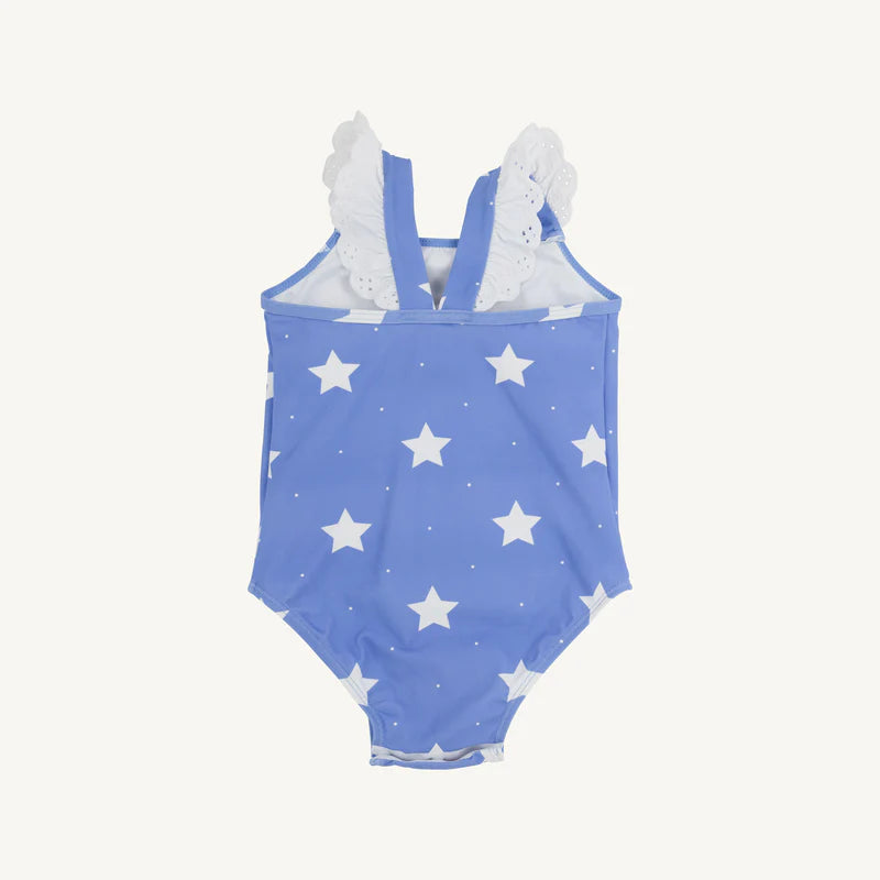 LONG BAY BATHING SUIT - NORTH SEA STARS/WORTH WHITE