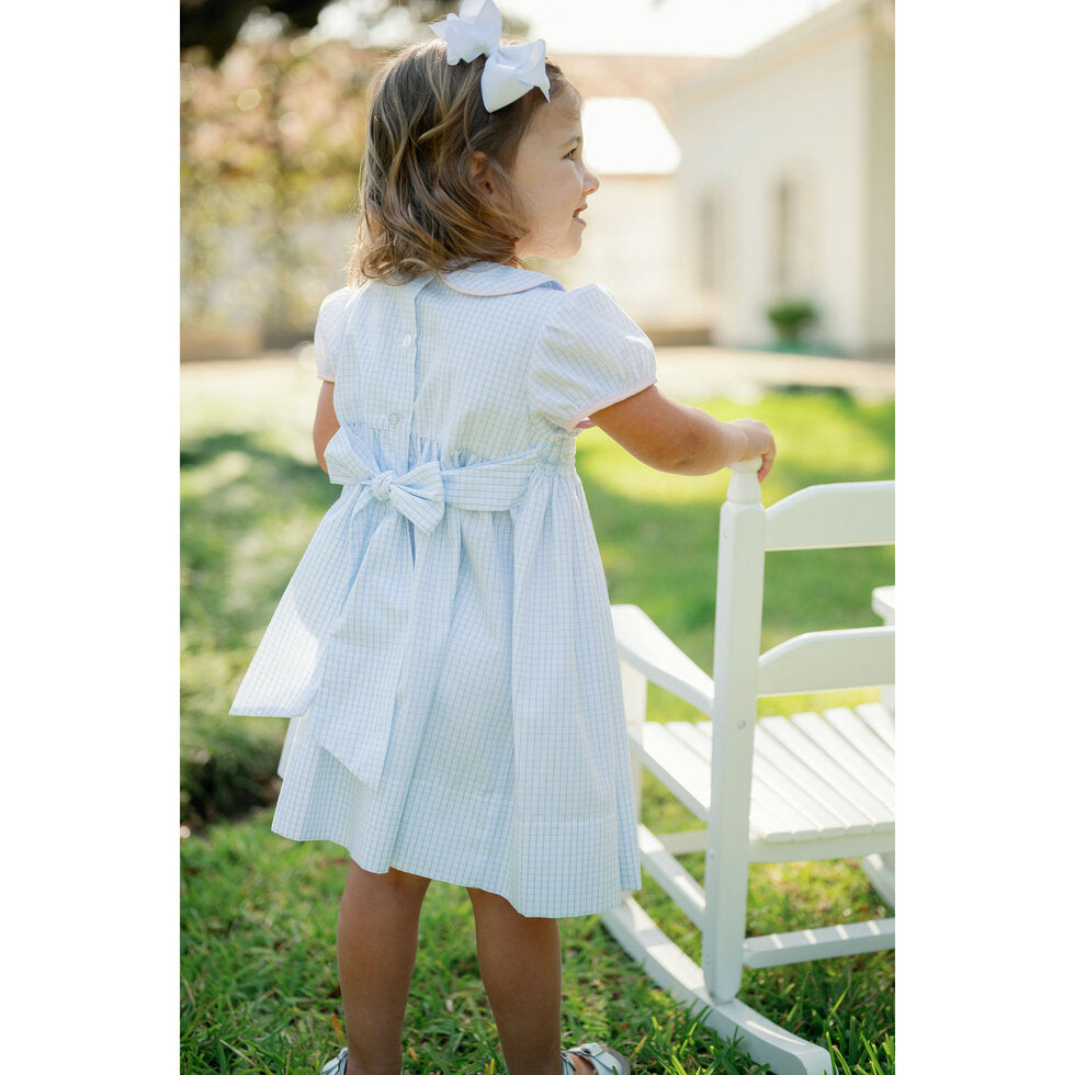 KELLI DRESS - WOODFORD BLUE WINDOWPANE