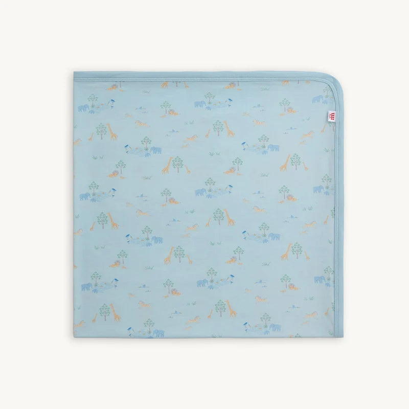 BLUE SERENE SAFARI BABY BLANKET