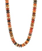 MARBLE RONDELLE BEAD NECKLACE - BROWN/GOLD