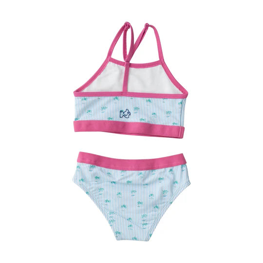 GIRLS' RACERBACK BIKINI - PALM TREE STRIPE