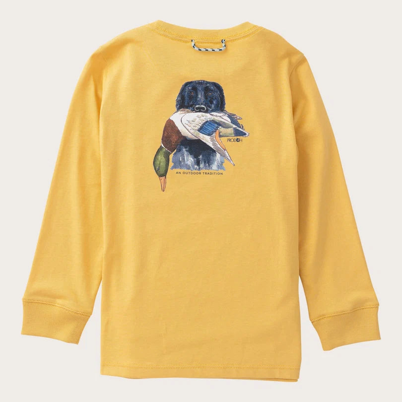 BOYS LONG SLEEVE DUCK HUNTING DOG ART - OCHRE