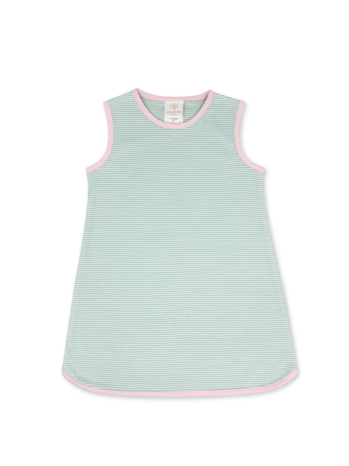 TINSLEY DRESS - MEMPHIS AQUA MINISTRIPE/SUMTER PINK