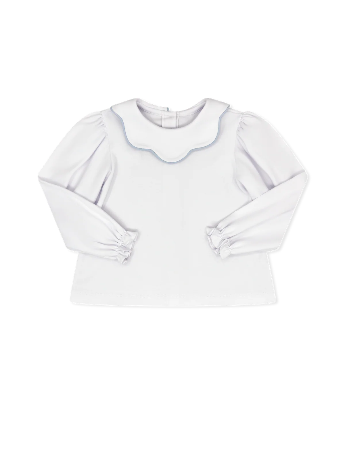SCARLETTE SCALLOP BLOUSE LONG SLEEVE - LEGACY WHITE/BLUFFTON BLUE