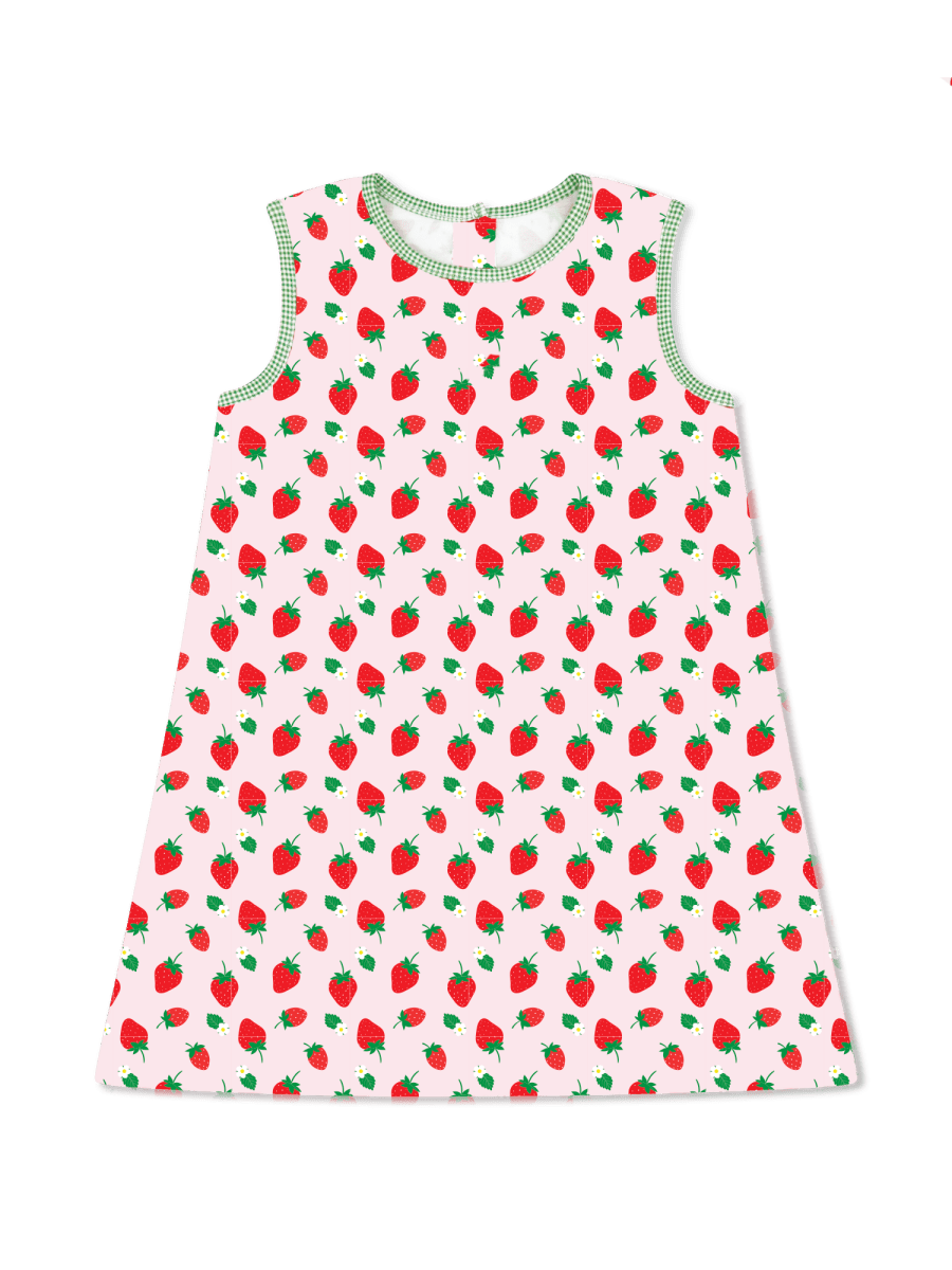 ANN DRESS - BERRY SWEET, GREEN MINIGINGHAM