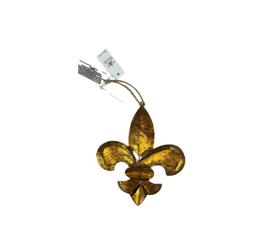 CARVED FLEUR ORNAMENT - WASHED GOLD