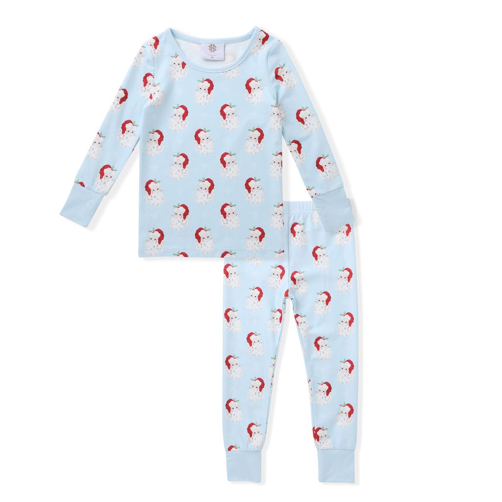 BLUE BUTTERKNIT 2PC PAJAMA SET - SANTA