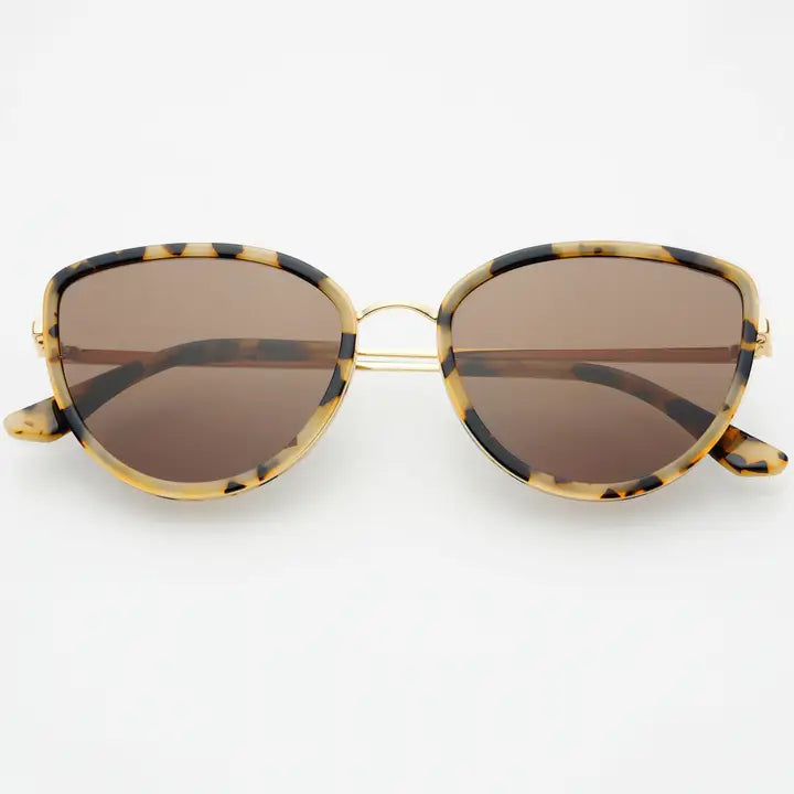 LUNA ACETATE CAT EYE SUNGLASS - MILKY TORTOISE