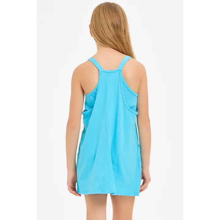 RELAXED TANK ROMPER - BLUE AQUA