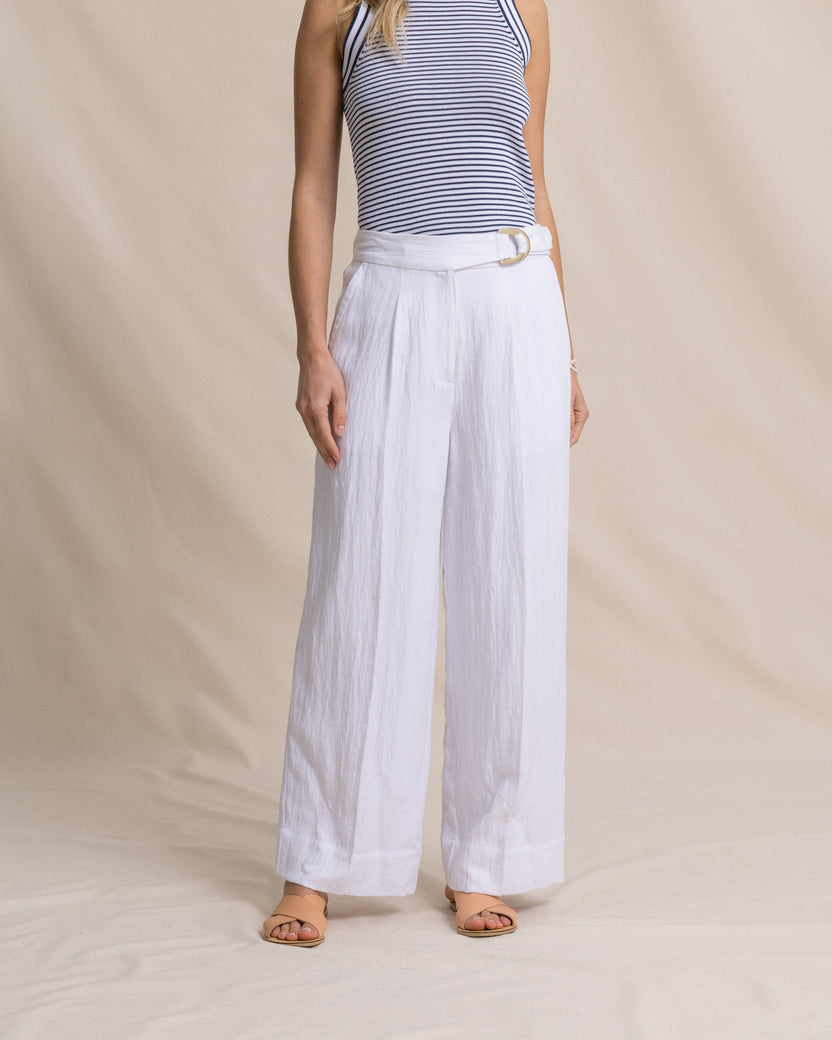 ADDILYN BELTED WIDE LEG PANT - CLASSIC WHITE