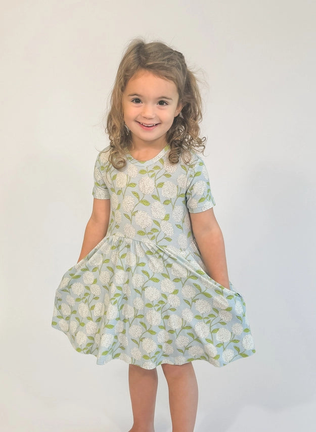 SS POCKET DRESS - HYDRANGEAS