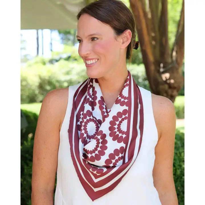 LUCY FLORAL SCARF - MAROON WHITE