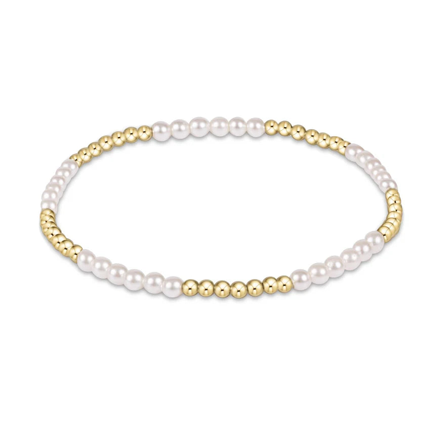 CLASSIC BLISSFUL PATTERN 2.5MM BEAD BRACELET - 3MM PEARL
