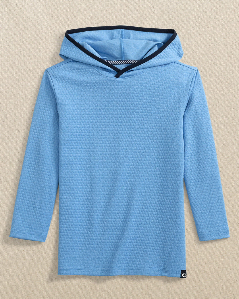 BOYS SCUTTLE HOODIE - HEATHER BOAT BLUE