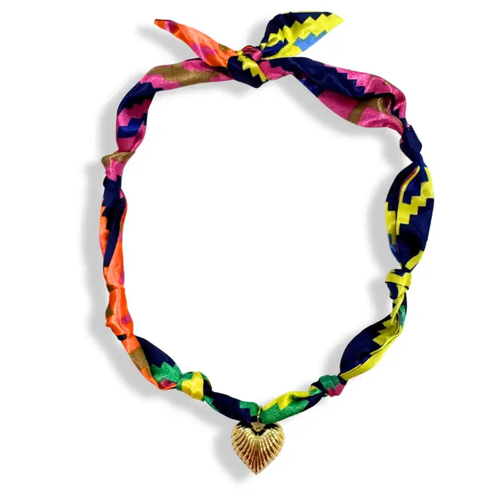 COLORFUL AZTEC HEART SCARF BANDANA NECKLACE