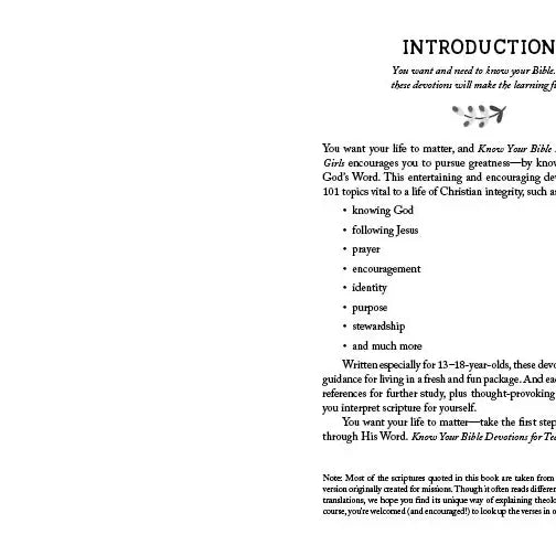 KNOW YOUR BIBLE DEVOTIONS FOR TEEN GIRLS