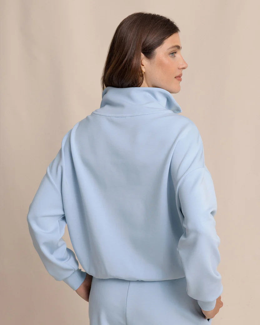 DANIELLE LUXE LOUNGE QUATER ZIP - CERULEAN